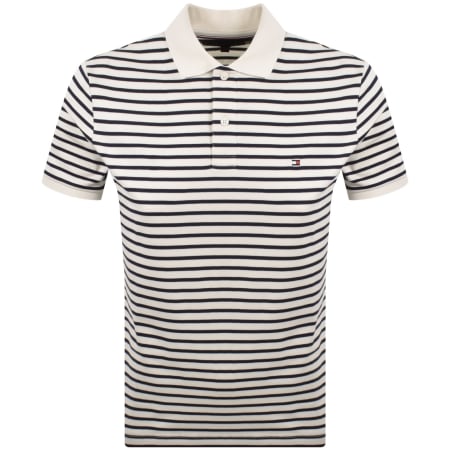 Product image for Tommy Hilfiger Stripe Polo T Shirt Cream