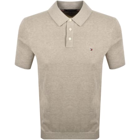 Product image for Tommy Hilfiger Knit Polo T Shirt Beige