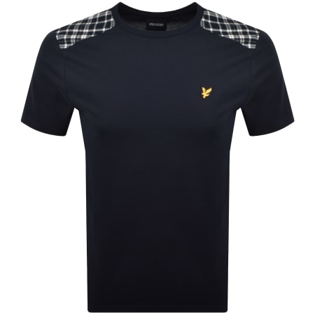 Product image for Lyle And Scott Check Panelled T Shirt Dark Navy