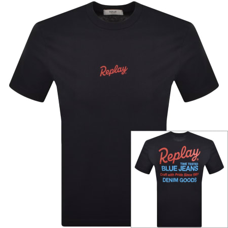 Product image for Replay Graphic T Shirt Dark Navy