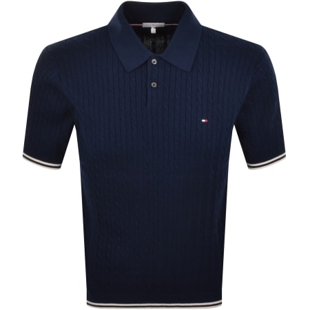 Product image for Tommy Hilfiger Cable Knit Polo Navy