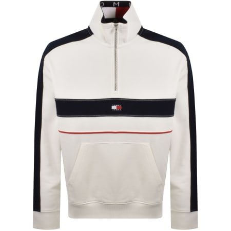 Product image for Tommy Jeans Quarter Zip Sweatshirt White