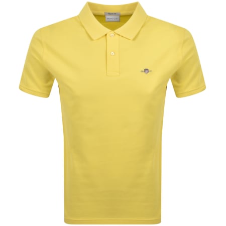 Product image for Gant Regular Fit Shield Pique Polo T Shirt Yellow