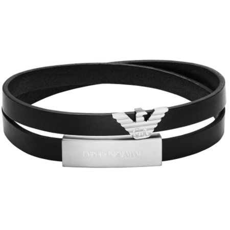 Product image for Emporio Armani Leather ID Bracelet Black