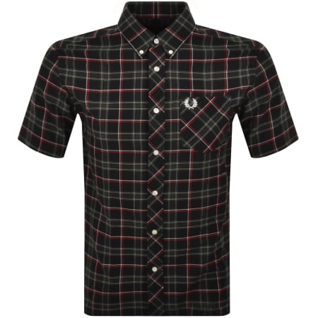 Product image for Fred Perry Short Sleeved Tartan Shirt Green