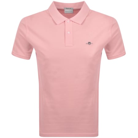 Product image for Gant Regular Shield Pique Polo T Shirt Pink