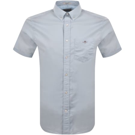 Product image for Gant Poplin Short Sleeved Shirt Blue