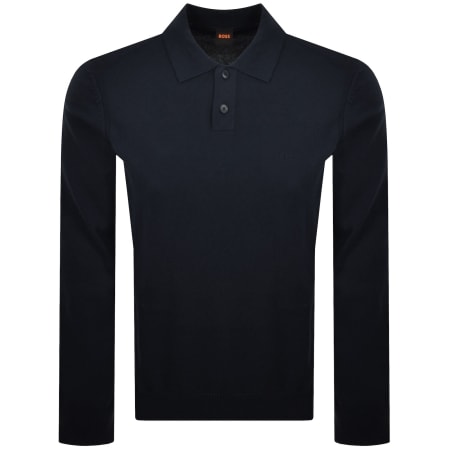 Product image for BOSS Asac P Knit Long Sleeve Polo T Shirt Navy