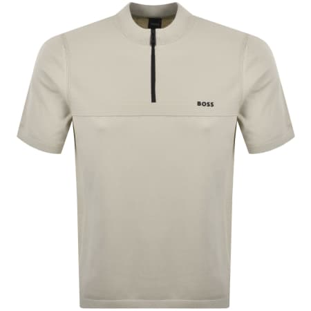 Product image for BOSS Network Qaurter Zip Knit Jumper Beige