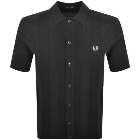 Product image for Fred Perry Vertical Stripe Knit Polo Shirt Grey