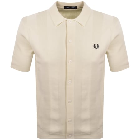 Product image for Fred Perry Vertical Stripe Knit Polo Shirt Cream