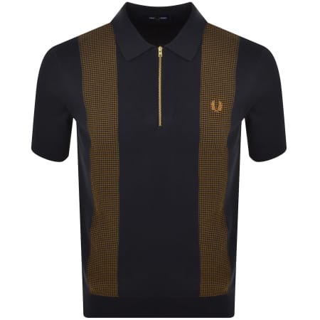 Product image for Fred Perry Panel Detail Knit Polo Shirt Navy