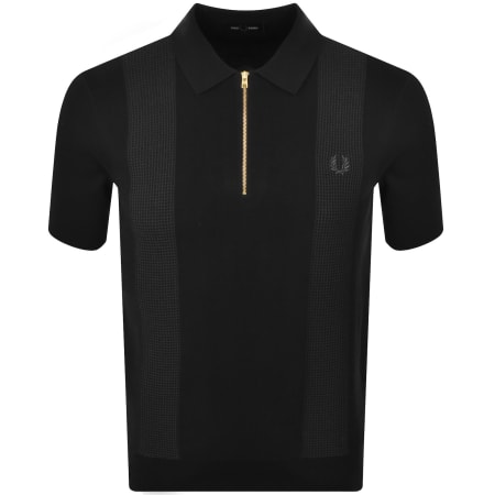 Product image for Fred Perry Panel Detail Knit Polo Shirt Black