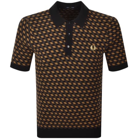 Product image for Fred Perry Geometric Knit Polo Shirt Black