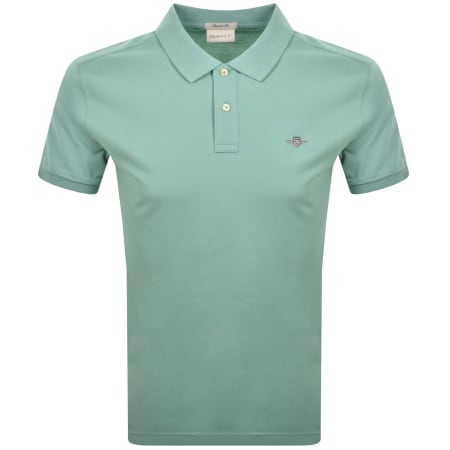 Product image for Gant Regular Fit Shield Pique Polo T Shirt Green