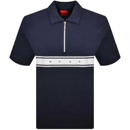 Product image for HUGO Nautix Zip Polo T Shirt Navy