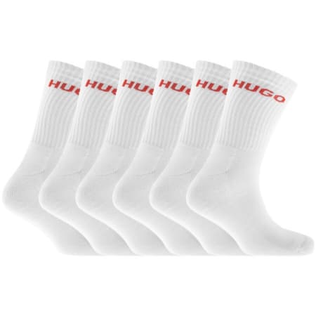 Product image for HUGO 6 Pack Logo Socks White
