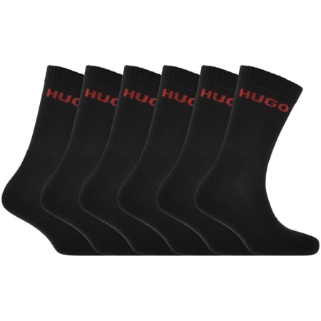 Product image for HUGO 6 Pack Logo Socks Black