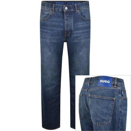 Product image for HUGO Blue Jonah Mid Wash Straight Fit Jeans Blue