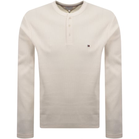 Product image for Tommy Hilfiger Waffle Texture Henley T Shirt Cream