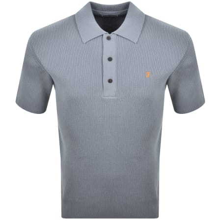 Product image for Farah Gerry Rib Knit Polo Icelandic Blue