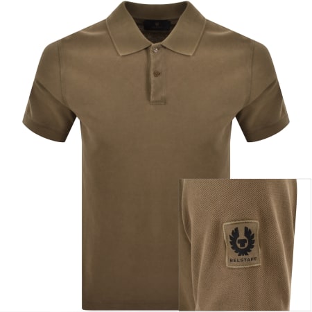 Product image for Belstaff Valley Garment Dye Polo T Shirt Khaki