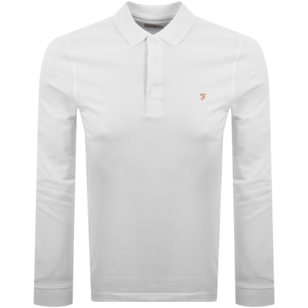 Product image for Farah Blanes Long Sleeve Polo T Shirt White