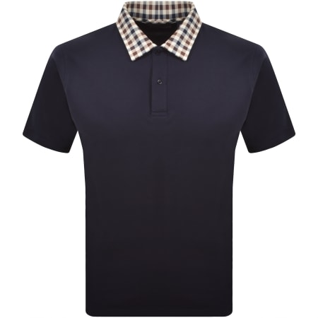 Product image for Aquascutum Club Check Collar Polo T Shirt Navy
