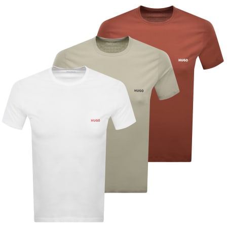 Product image for HUGO 3 Pack Crew Neck T Shirts Multi