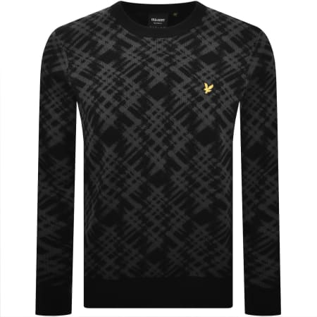 Product image for Lyle And Scott Ladder Tartan Knit Jumper Black