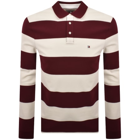 Product image for Tommy Hilfiger Rugby Stripe Polo T Shirt Burgundy