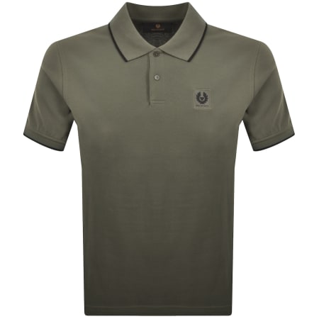 Product image for Belstaff Tipped Polo T Shirt Khaki Green