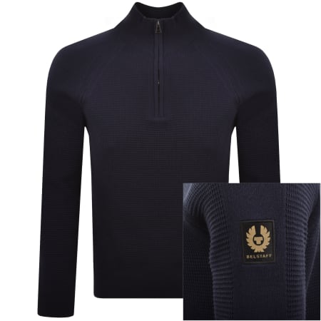 Product image for Belstaff Bradwell Quarter Zip Jumper Navy