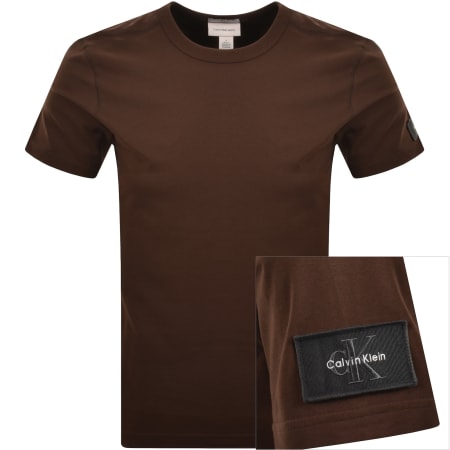 Product image for Calvin Klein Jeans Sueded Badge T Shirt Brown
