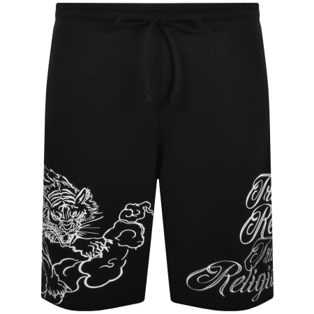 Product image for True Religion Tiger Script Fleece Shorts Black