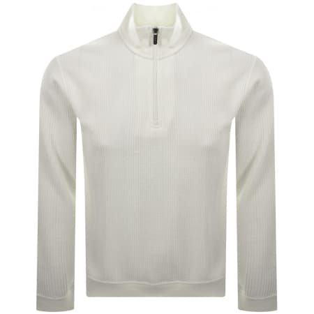 Product image for BOSS Structure Quarter Zip Sweatshirt Off White