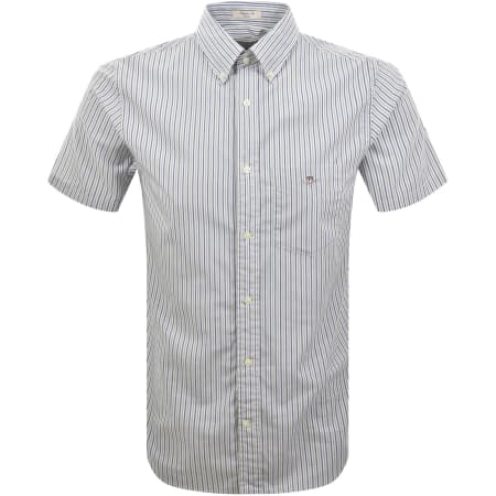 Product image for Gant Poplin Stripe Short Sleeved Shirt Green