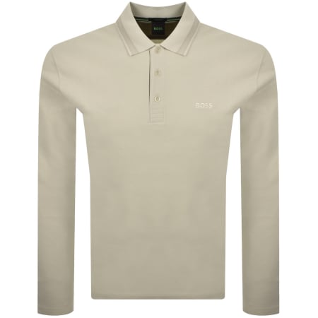 Product image for BOSS Plisy Long Sleeve Polo T Shirt Beige