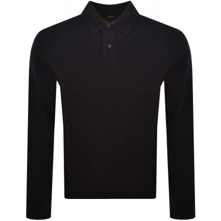 Product image for BOSS Afedro Wool Blend Knit Polo Dark Blue