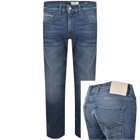 Product image for Replay Grover Straight Fit Mid Wash Jeans Blue