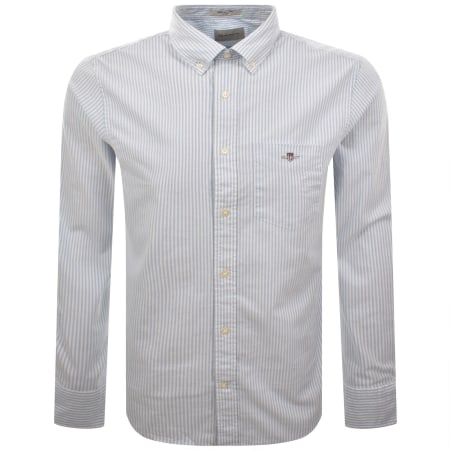 Product image for Gant Poplin Stripe Long Sleeved Shirt Blue