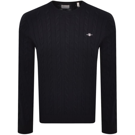 Product image for Gant Classic Cotton Cable Knit Jumper Navy
