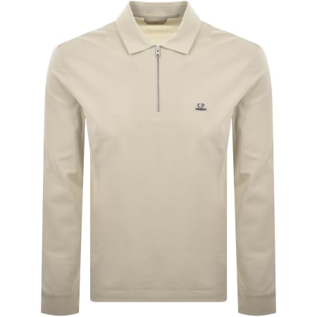 Product image for CP Company Long Sleeve Polo T Shirt Beige