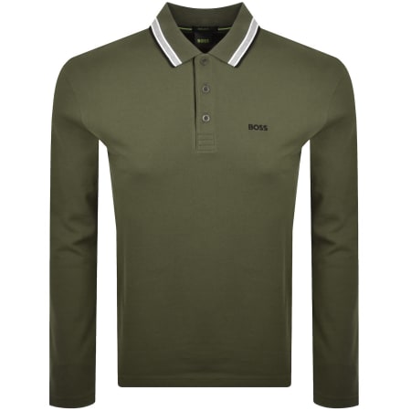 Product image for BOSS Plisy Long Sleeve Polo Green