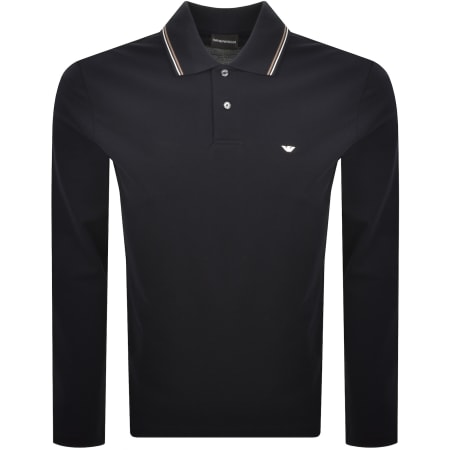 Product image for Emporio Armani Long Sleeved Polo T Shirt Navy