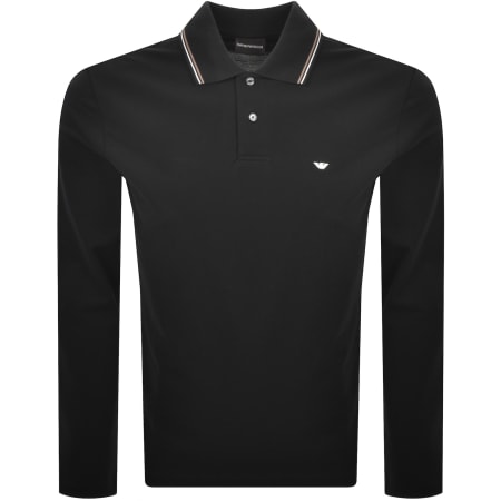 Product image for Emporio Armani Long Sleeved Polo T Shirt Black