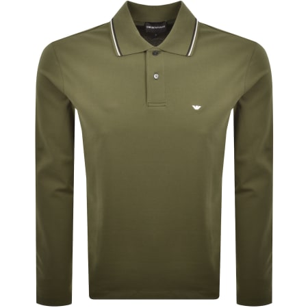 Product image for Emporio Armani Long Sleeved Polo T Shirt Green