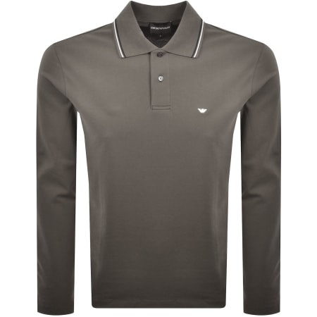 Product image for Emporio Armani Long Sleeved Polo T Shirt Grey