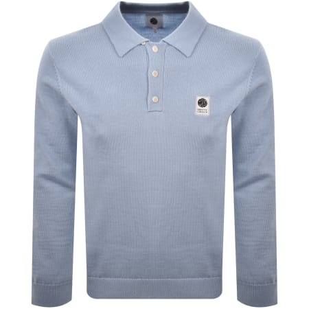 Product image for Pretty Green Long Sleeved Knit Polo T Shirt Blue