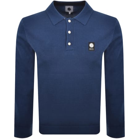 Product image for Pretty Green Long Sleeved Knit Polo T Shirt Blue